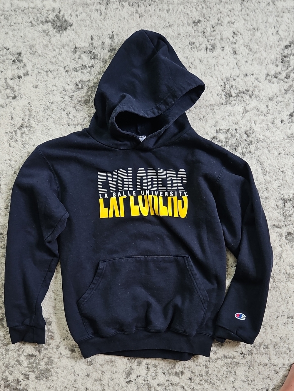 Champion Kids Black Hoodie with Yellow and White La Salle University Graphic